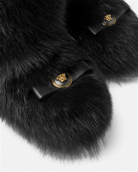 Gianni Ribbon Shearling Boots Black,Gold 